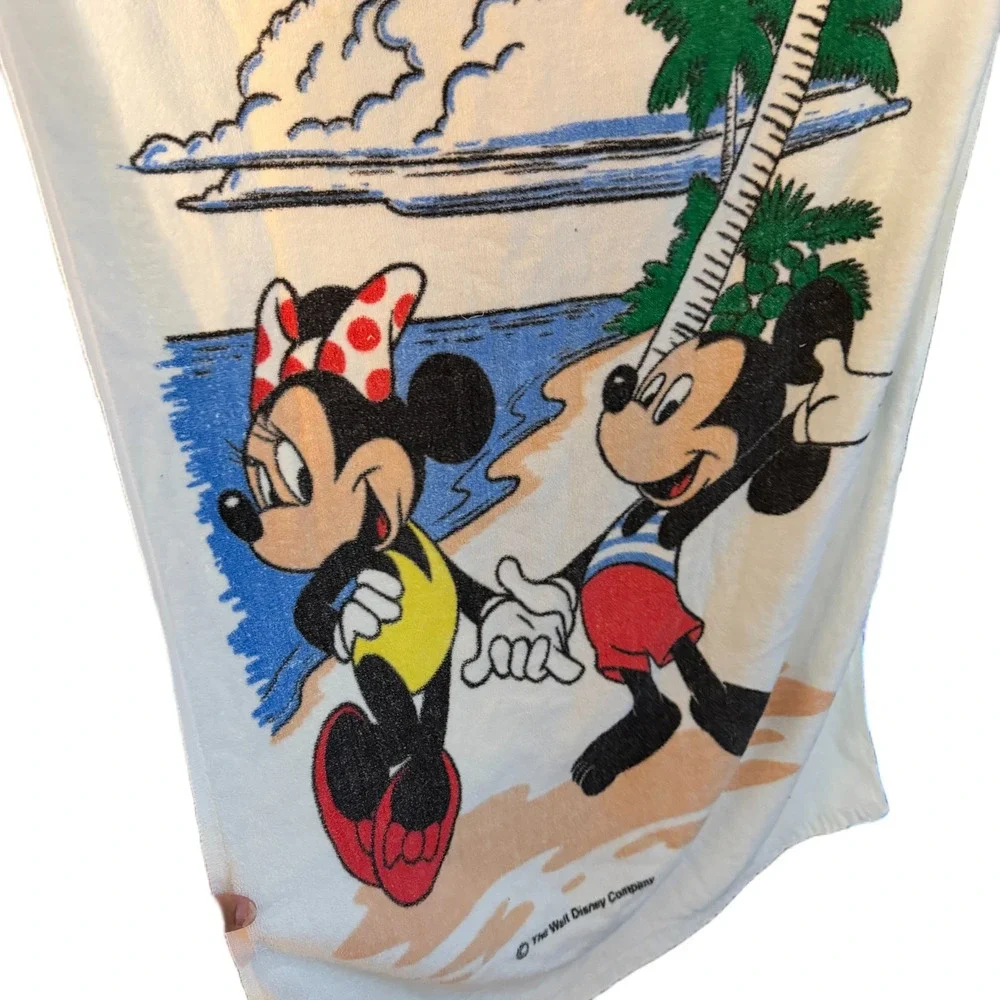 Vintage Disney Mickey Minnie Mouse Daytona Beach Florida Souvenir Beach Towel